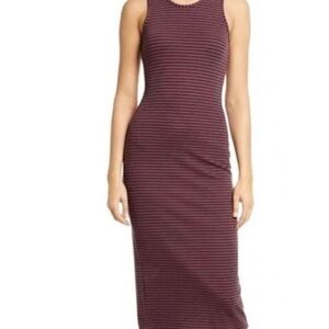 Marine Layer Lexi Striped Daytime Midi Ribbed Knit Sheath Dress Women's Small